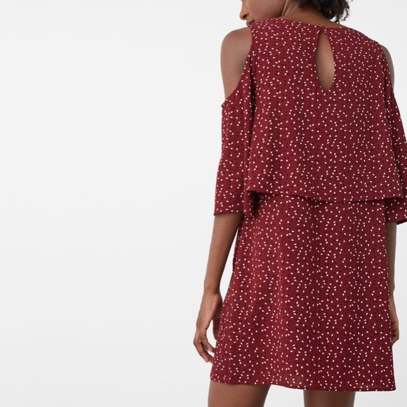MANGO Cold-Shoulder Burgundy Dress - Picture 3 of 6